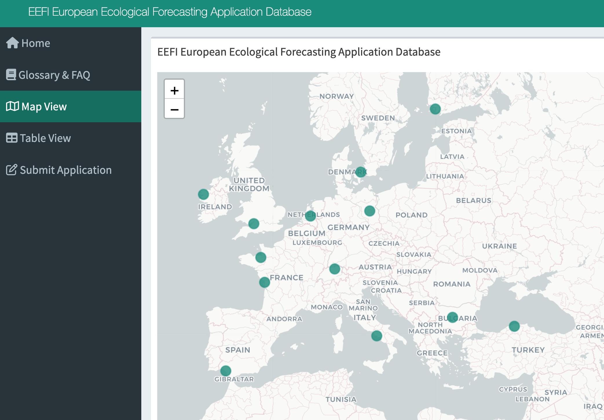 European Ecological Forecasting Applications Database